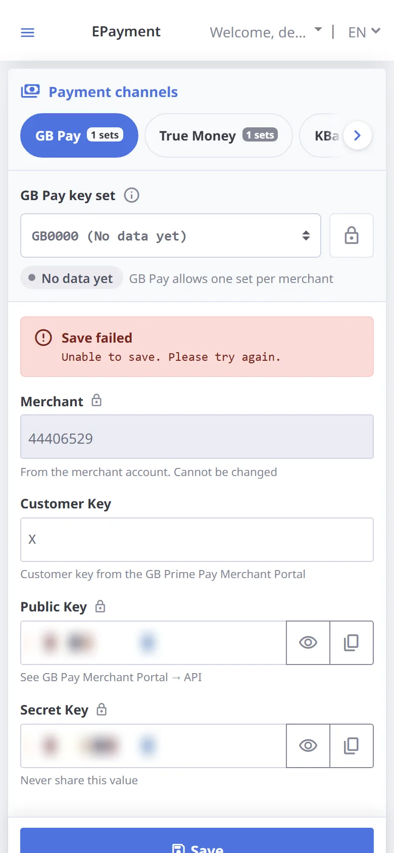 Saving failed (mobile)