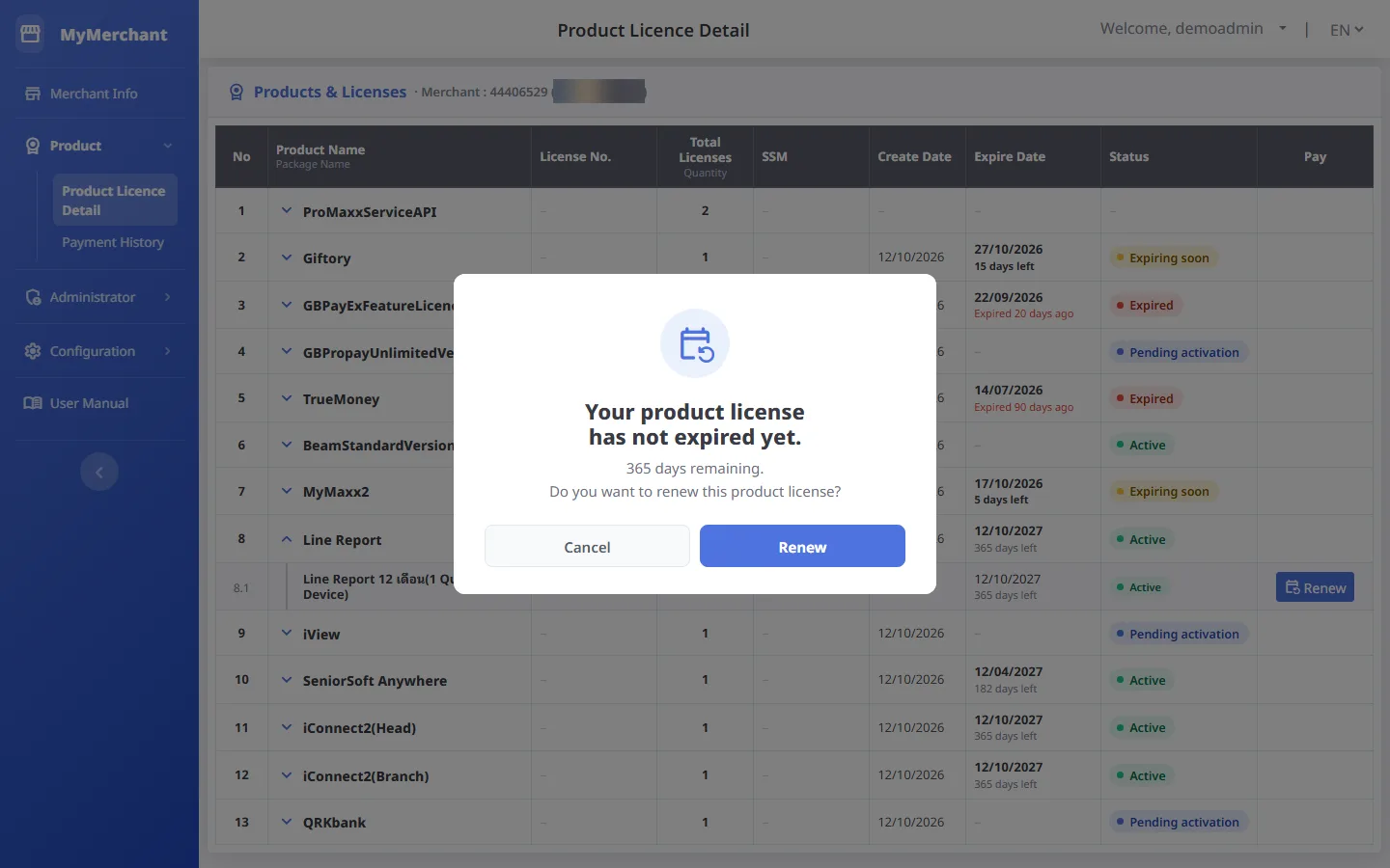Renew an "Active" license (desktop)