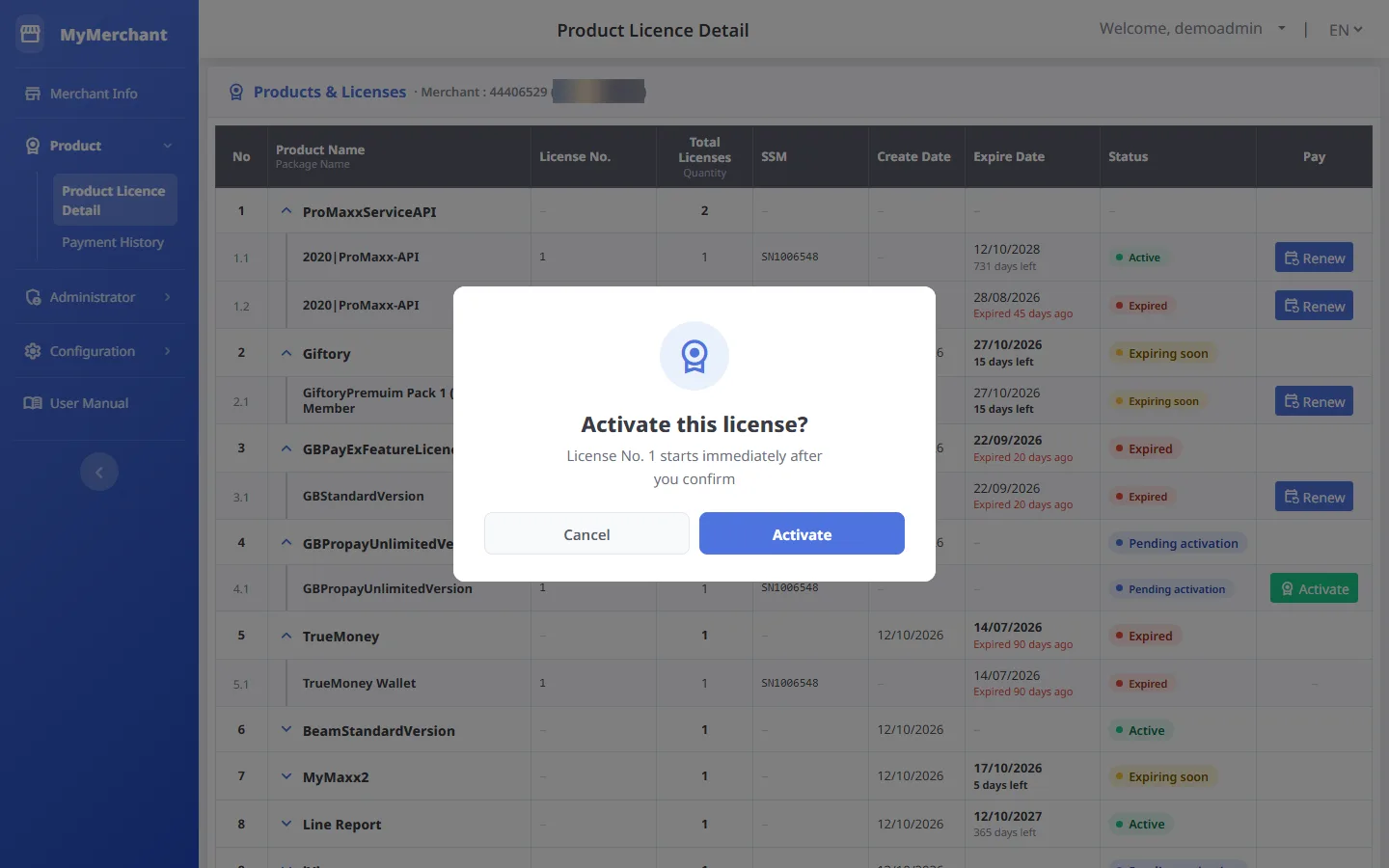 Activate: confirmation (desktop)