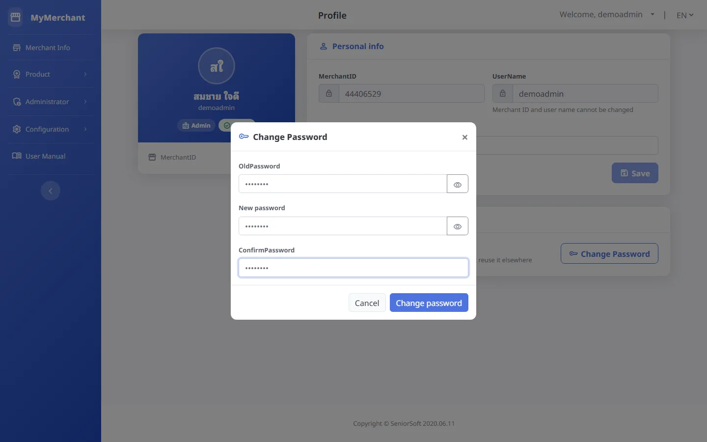 Change password (desktop)