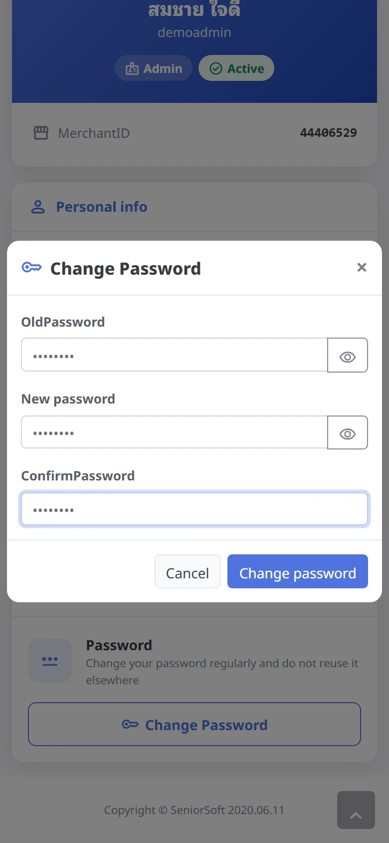 Change password (mobile)