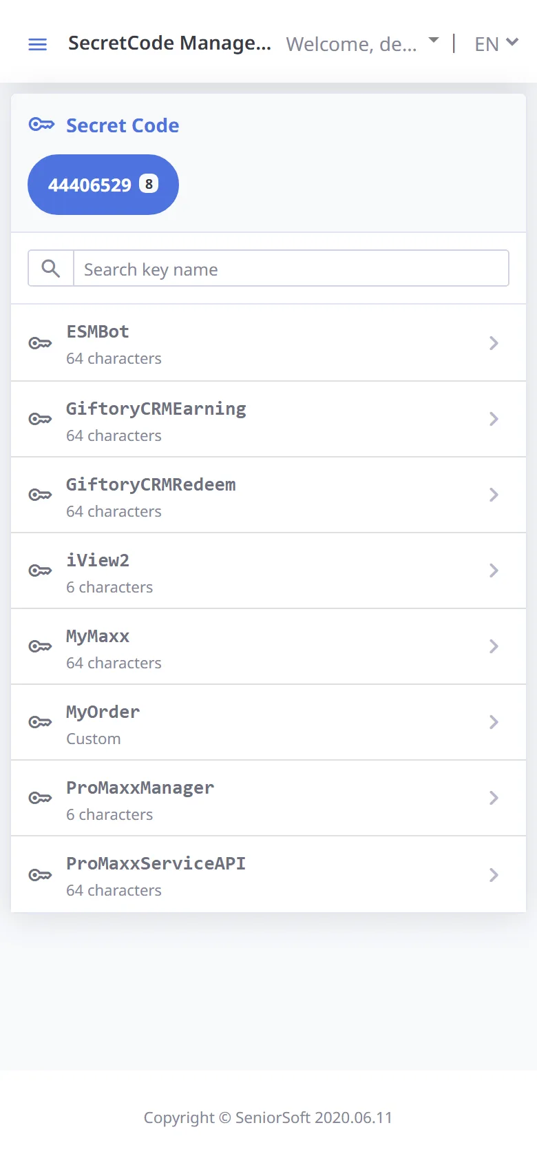 Key list (mobile)
