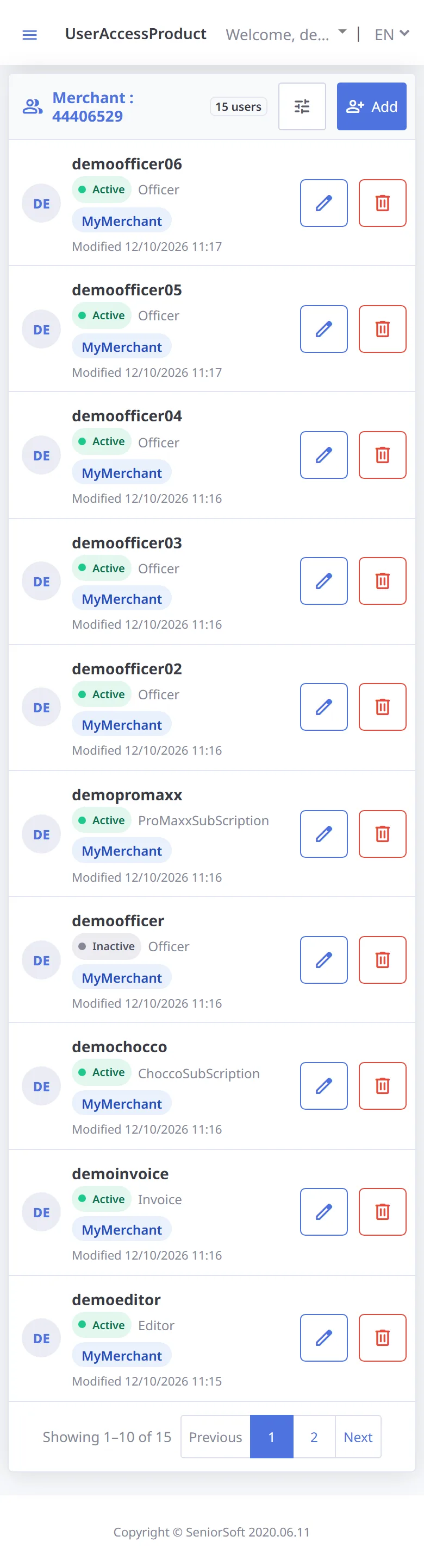 User list (mobile)