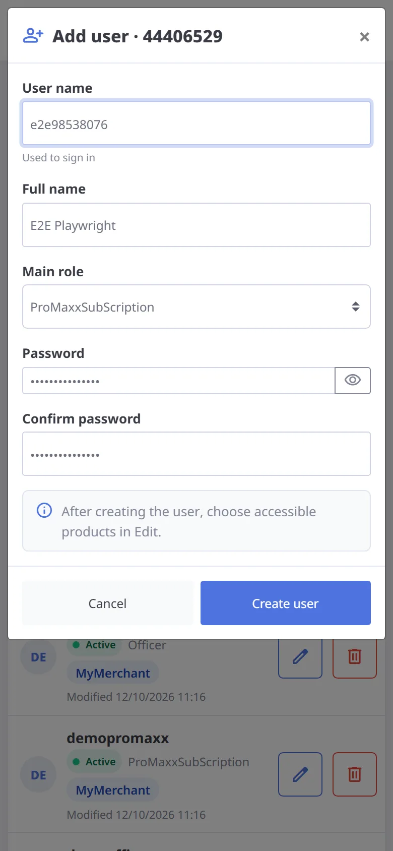 Add a user (mobile)