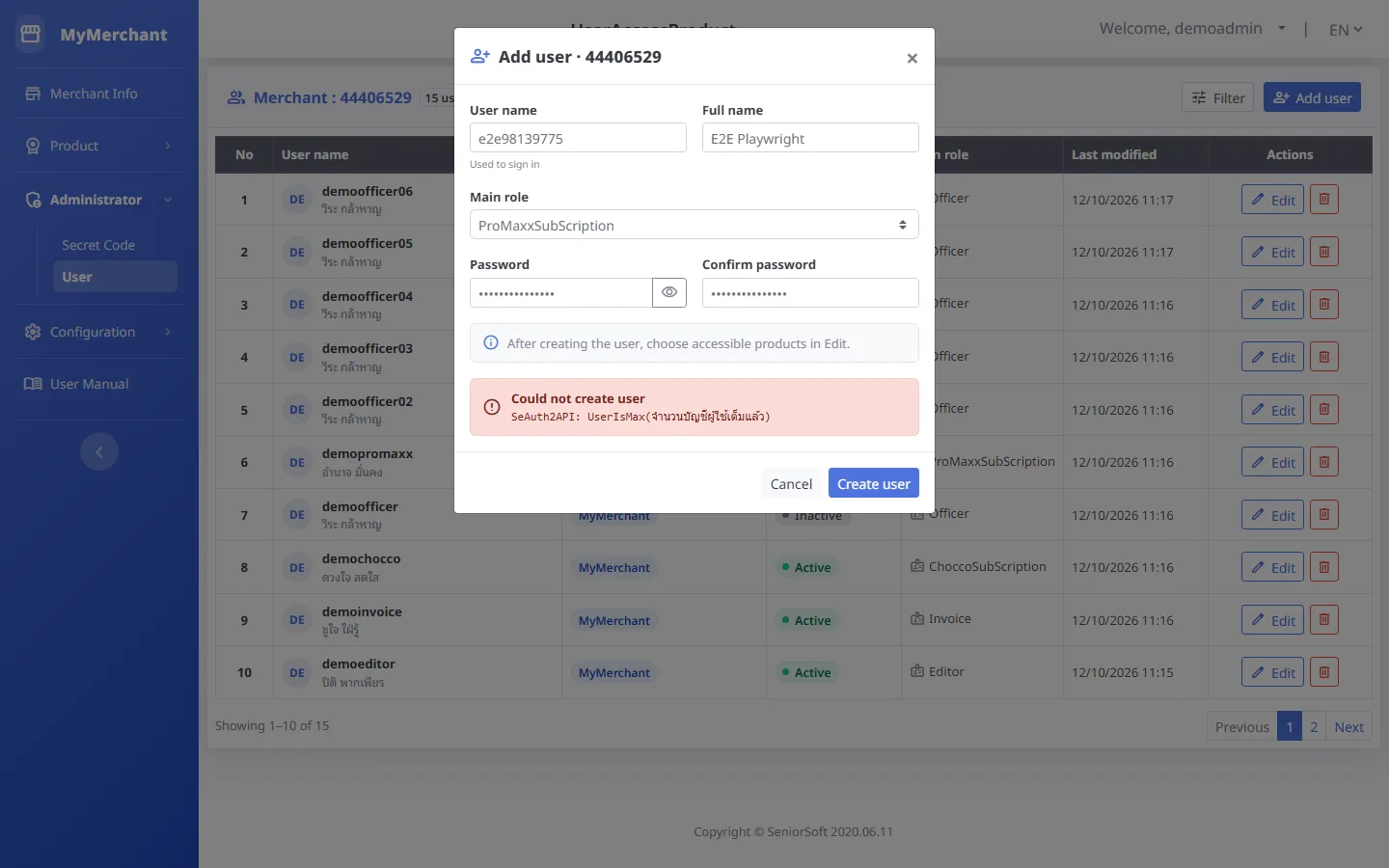 User limit reached (desktop)
